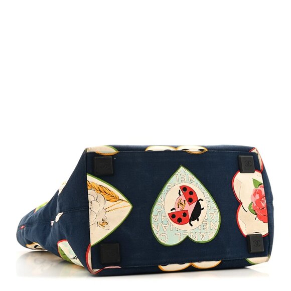 CHANEL Canvas Coco Hearts Print Tote Shopper Shoulder Bag - Picture 4 of 10